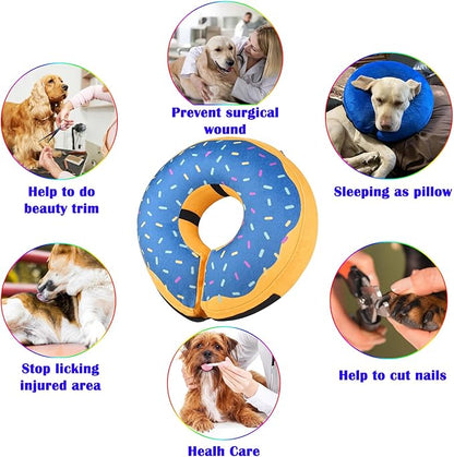 Katoggy Inflatable Dog Cone Collar for Post-Surgery Dogs &amp; Cats, Soft Adjustable Blow-Up Donut E-Collar for Small, Medium &amp; Large Pets