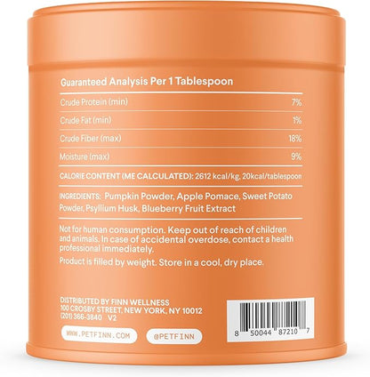 Finn Pumpkin Plus: Daily Digestive Support &amp; Fiber-Rich Topper for Dogs | Promotes Regularity &amp; Gut Health with Superfoods