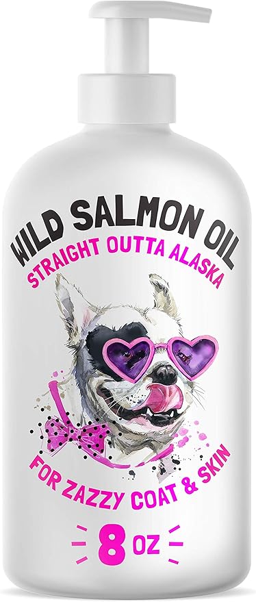 Wild Alaskan Salmon Oil for Dogs &amp; Cats - Pure Fish Omega 3 6 9 Liquid EPA DHA Fatty Acids - Skin &amp; Coat Supplement - Supports Joint Function, Brain, Eye, Immune &amp; Heart Health - Made in USA 8 oz