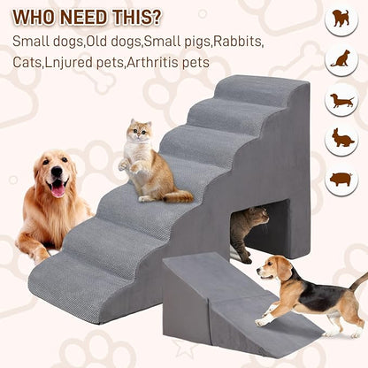 Dog Stairs &amp; Steps for High Beds 30-36 inches High Tall, LitaiL 33inch 7 Steps Pet Stairs/Steps for High Beds Small Large Dogs, Non-Slip Dog Ramps/Ladder for Old Dogs/Cats