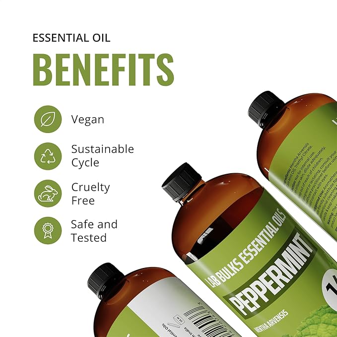 Peppermint Essential Oil (16 oz, 2 Pack) – Bulk Peppermint Oil for Diffusers, Candles, Cleaning &amp; Sprays