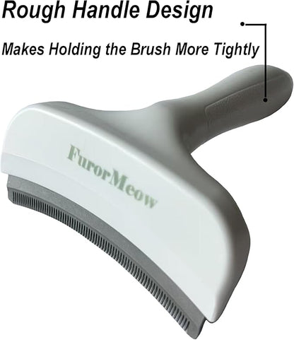 Pet Deshedding Tool with Curve Blade, Cat Grooming Brush, Tight V-shaped Teeth Shedding Comb for Cats and Dogs (White, Large)