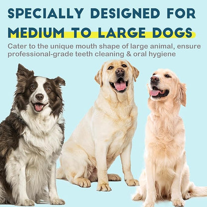 Dog Toothbrush Kit 4 Pack, 10,000 Ultra-Soft Bristles, Dog Tooth Brush for Medium to Large Dogs &amp; Cats, Pet Tooth Brushing Kit for Easy Dental Cleaning, 2 Pink Wave Head &amp; 2 White Flat Head