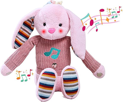 Lumio Musical Stuffed Animal Plush Toy with Lights &amp; Sounds - Cute Interactive Toy for Newborns, and 3 6 12 to 48 Months (Bunny)