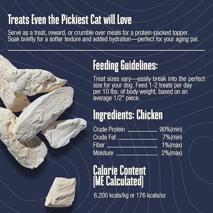 Whole Life Cat Just One Chicken Freeze Dried Cat Treats - Human Grade High Protein Food, Healthy Training Snacks, Freeze Dried Chicken Food Toppers, USA Made Natural Treats - 10 oz (Pack of 1)