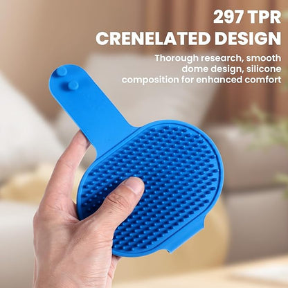 4Pcs Silicone Cat Grooming Brush Set, Multi-Functional Cat Self Groomer for Indoor Cats, Wall Mounted Face Scratchers, Grooming Strap Pad for Sofa &amp; Chair Legs (Blue, Red)