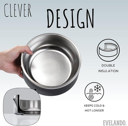 EVELANDO® Premium Dog Food Bowl 32 oz Stainless Steel 4 Cups Small Medium Dog Bowls Non Slip &amp; BPA-Free S M L Pet Water Bowl Platos para Perros Indoor Outdoor Pet Dish Feeder Water and Food Dish