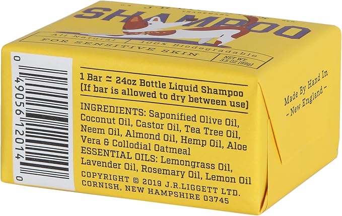 JR Liggett’s Natural Dog Shampoo Bar for Sensitive Skin - 100% Detergent Free, Non-GMO &amp; Biodegradable - Tear-Free, Hypoallergenic Formula Soothes Dry Itchy Skin - Safe for Puppies - 3.5 oz Bar