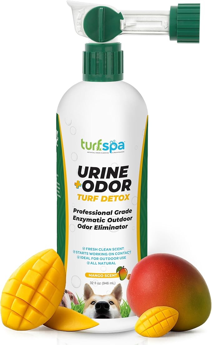 Urine &amp; Odor Turf Detox: 32 oz Mango Scented Professional Enzyme Cleaner &amp; Odor Eliminator for Artificial Grass, Turf, Concrete &amp; Patios, Pet Urine Enzymatic Cleaner for Dogs &amp; Cats