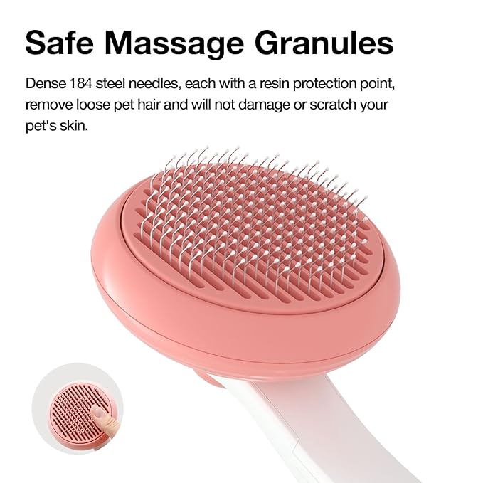 Slicker Brush for Cats &amp; Dogs, Pet Grooming Self Cleaning Brush for Shedding, Cat Deshedding Brush Easily Removes Tangles Hair and Loose Undercoat, Pink