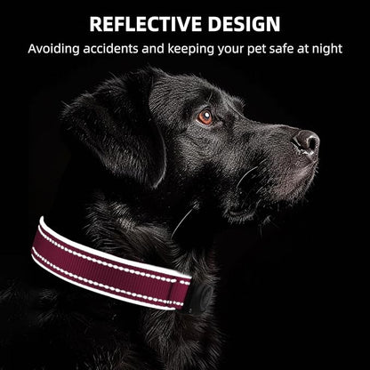 Airtag Dog Collar - 100% Waterproof Air tag Dog Collar Holder for Apple AirTag, Reflective, Soft Padded, Everlasting, GPS Dog Collar for Small Medium Large Dogs (Hot Pink, M)