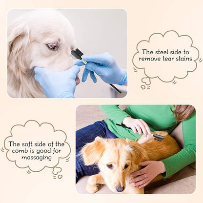 Mudder 6 Pieces Dog Grooming Comb - Double-Sided, Multipurpose Tool for Removing Tear Stains, Crust, Mucus, and Fleas from Small Pets Like Cats and Puppies