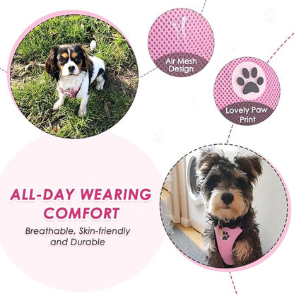 Lukovee Dog Seat Belt for Car, Adjustable Dog Car Harness for Large Medium Small Dogs, Soft Padded &amp; Breathable Mesh Dog Seatbelt with Car Strap and Carabiner(Pink Double Clip,Small)