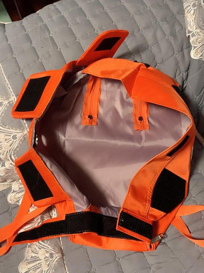 HDKUW Cat Grooming Bag,Foldable Travel Carrier for Cats,Anti-Bite Anti-Scratch Cat Grooming Restraint Bag,Pet Carrier for Administering Eye Drops,Ear Cleaner,Clipping Nails Orange S