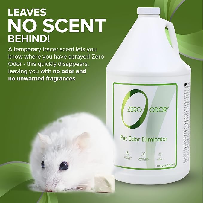 Zero Odor - Pet Odor Eliminator for strong odor, Eliminate Air &amp; Surface Odors – Patented Molecular Technology Best For Carpet, Furniture, Beds Smell Great Again (128 Ounces)