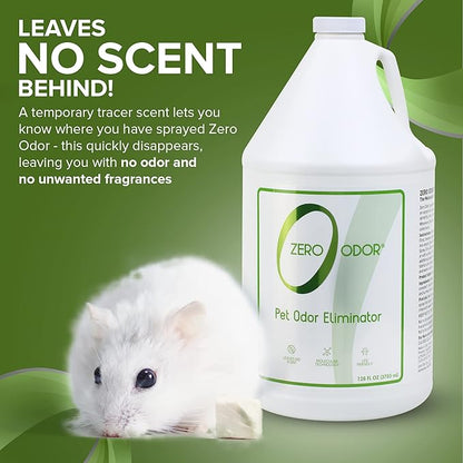 Zero Odor - Pet Odor Eliminator for strong odor, Eliminate Air &amp; Surface Odors – Patented Molecular Technology Best For Carpet, Furniture, Beds Smell Great Again (128 Ounces)