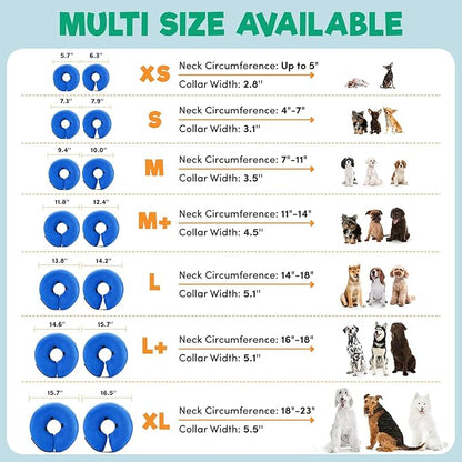 BENCMATE Inflatable Dog Cone Collar Alternative, Soft Dog Cone for Small Medium Large Dogs and Cats, Neck Recovery ECollar Donut Collar After Surgery (Large, Dark Grey)