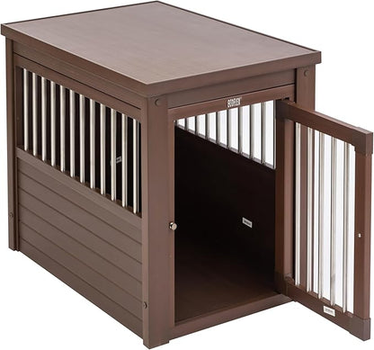 New Age Pet ECOFLEX Dog Crate End Table - Furniture-Style Pet Crate for Crate Trained Dogs - Stainless Steel Tubing &amp; a Latched Closure - 10 Year Manufacturer&