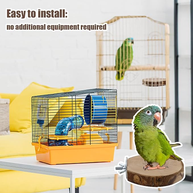 Natural Wood Bird Perches for Cage, Parrot Perch Stand &amp; Platform, Bird Cage Accessories for Parakeets, Cockatiels, Conures, Lovebirds (Brown, Core Perch &amp; Platform - 8PCS)