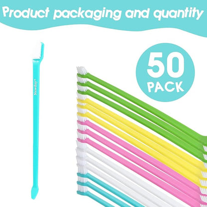 50 Pack Dual Ended Long Dog &amp; Cat Toothbrush, Pet Safe Super Soft Bristles for Pet Dog Puppy Kitten Dental &amp; Oral Care Teeth &amp; Gums, Pet toothbrushes in Box, Bulk Individual polybag (Colorful)