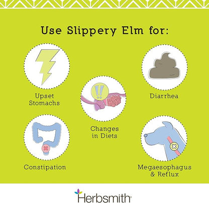 Herbsmith Organic Slippery Elm - Digestive Aid for Dogs and Cats - Constipation and Diarrhea Relief for Dogs and Cats - Megaesophagus Dog Aid- 75g