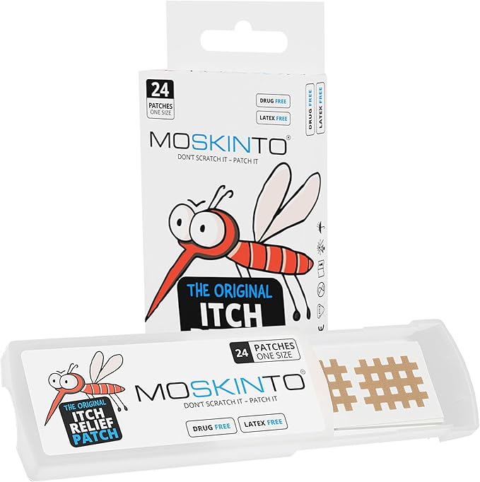Moskinto, The Original Mosquito Itch Relief Patches for Kids &amp; Adults, Bug Bite Patches Soothe Swelling &amp; Itching Instantly, Anti Itch Bug Bite Relief, Suction Tool Alternative Travel Pack, 24 Count