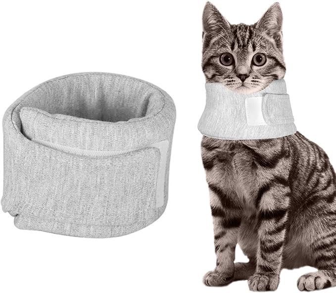 Cat Neck Brace, Breathable &amp; Adjustable Cone Collar After Surgery Recovery Anti-Scratch Anti-Lick Protection, Cat Cone Collar for Small Medium Dogs Puppies Kittens (Grey, M)