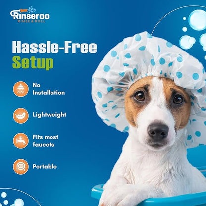 Rinseroo: Slip-On Tub Hose – As Seen on Shark Tank – 5ft Flex Bathtub Faucet Sprayer – Easy Rinse for Pets, Hair &amp; Cleaning – No Installation Needed – Fits Faucets Up to 3” Wide – Mess-Free &amp; Portable