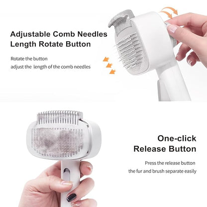 2-in-1 Deshedding Brush &amp; Dematting Comb for Cats, Cat Brush for Long Haired Cats, Effectively Removes Matted Fur &amp; Tangles, White