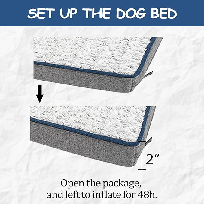 EMPSIGN Reversible Cool and Warm Dog Bed for Crate Pad, Pet Beds with Washable and Removable Cover, Dog Crate Beds Sleeping Mats, Beds for Dogs Crate for Large Medium Small Dogs, Grey
