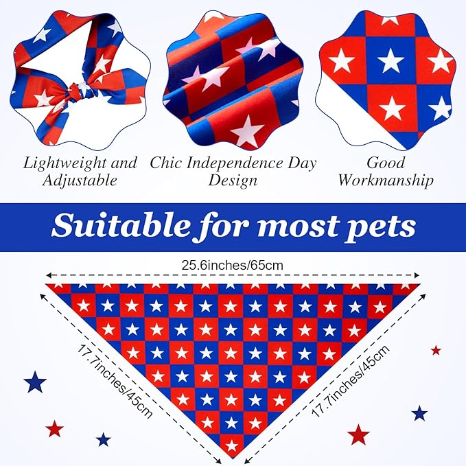 Preboun 100 Pcs Patriotic Dog Bandanas Bulk Labor Day Bandanas for Dogs Triangle Kerchief Scarf Set for Puppy Small Medium Large Workers&