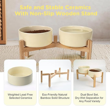 SPUNKYJUNKY Elevated Dog Bowls Ceramic, 7.3&