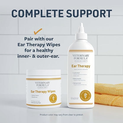 Veterinary Formula Clinical Care Ear Therapy, 8 oz. – Cat and Dog Ear Cleaner – Helps Soothe Itchiness and Clean The Ear Canal of Debris and Buildup