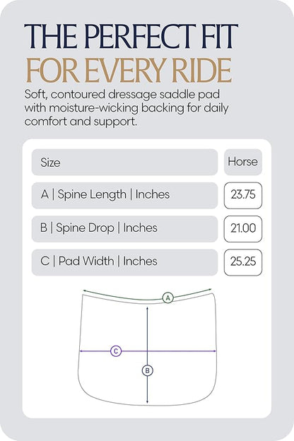 Equinavia Harstad Dressage Saddle Pad | Classic &amp; Durable | Moisture-Wicking Tricot Backing