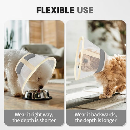 Soft Dog Cone Collar to Stop Licking-Adjustable Comfortable Mesh Recovery Collar After Surgery for Small or Miniature Dogs, Alternative to Plastic Elizabethan Collars for Neuter Incision Care (Grey,L)