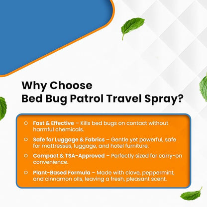 Natural Bed Bug Killer – 3 Pack (3oz Each) Travel Spray – Non-Toxic, TSA Safe, Child &amp; Pet Friendly Formula for Airbnb, Luggage, Hotels, Rideshare, and Work Trips