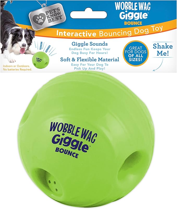 Wobble Wag Giggle Bounce Interactive Dog Toy- Sound Making Bouncing Ball for Dogs Ages Indoor &amp; Outdoor Play, Soft &amp; Durable with Easy Grip Design- Pets Know Best