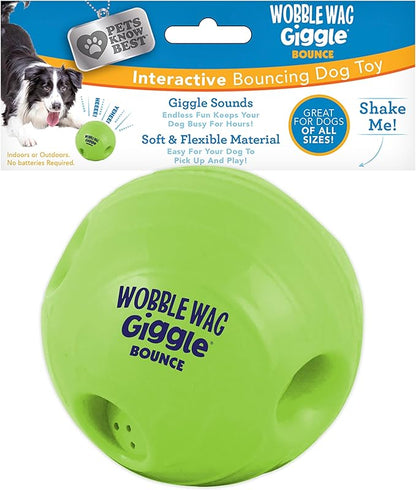 Wobble Wag Giggle Bounce Interactive Dog Toy- Sound Making Bouncing Ball for Dogs Ages Indoor &amp; Outdoor Play, Soft &amp; Durable with Easy Grip Design- Pets Know Best