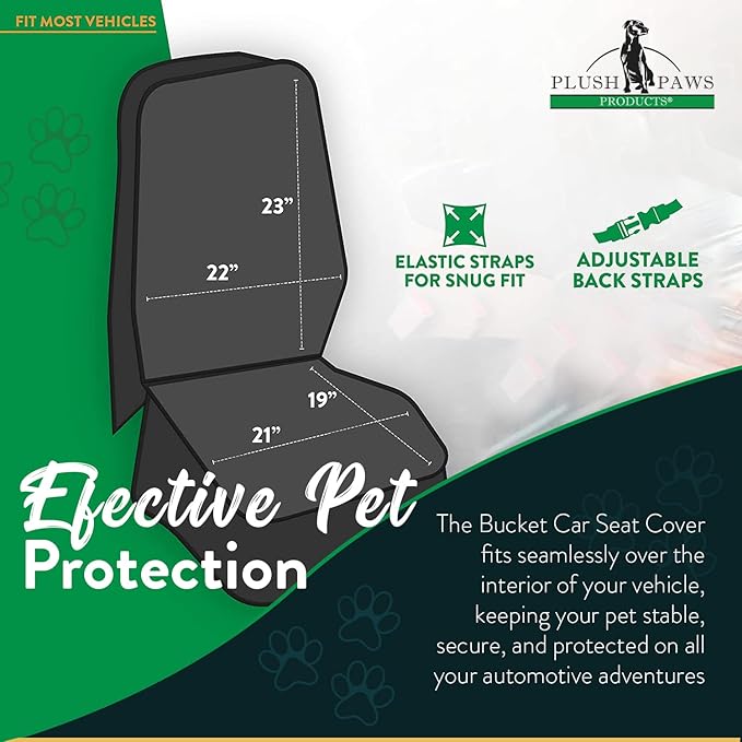 Plush Paws Products Premium Bucket Car Seat Protector | Diamond Stitching | Washable &amp; Waterproof Front Seat Dog Cover Car, Truck, &amp; SUV | Nonslip, Tear Resistant Pet Passenger Seat Cover | Tan