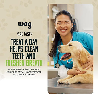 Amazon Brand - Wag Dental Dog Treats to Help Clean Teeth &amp; Freshen Breath - Small, Unflavored, 2.25 pounds, 60 Count (Pack of 1)
