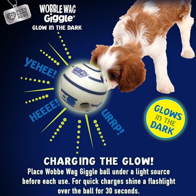 Wobble Wag Giggle &amp; Glow | Rolling Enrichment Toy for Fun Playtime, Interactive Play for Indoor or Outdoor, Keeps Dogs &amp; Puppies Large, Medium or Small Busy &amp; Moving, As Seen on TV | Pack of 2