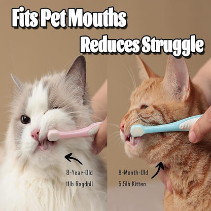 E.M&amp;S.T by Emmeliestella Small Dog &amp; Cat Toothbrush Micro Head, Cat Dental Care, Pets Toothbrush, Oral Hygiene, Easy to Handle, Deep Clean, Extra Soft Bristles, Independent Packaging, Blue&amp;Pink 3PCS