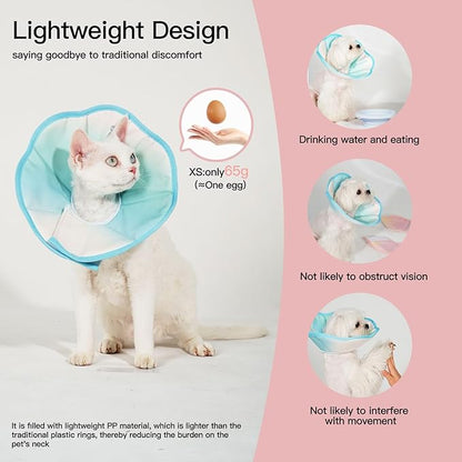 Touchdog Foldable Dog Cone Collar for Cats &amp; Dogs - Adjustable Soft Recovery Collar with Waterproof PU Coating, Lightweight Design, 24.5cm/9.6in Wide Barrier (Blue Gradient Color, XL)