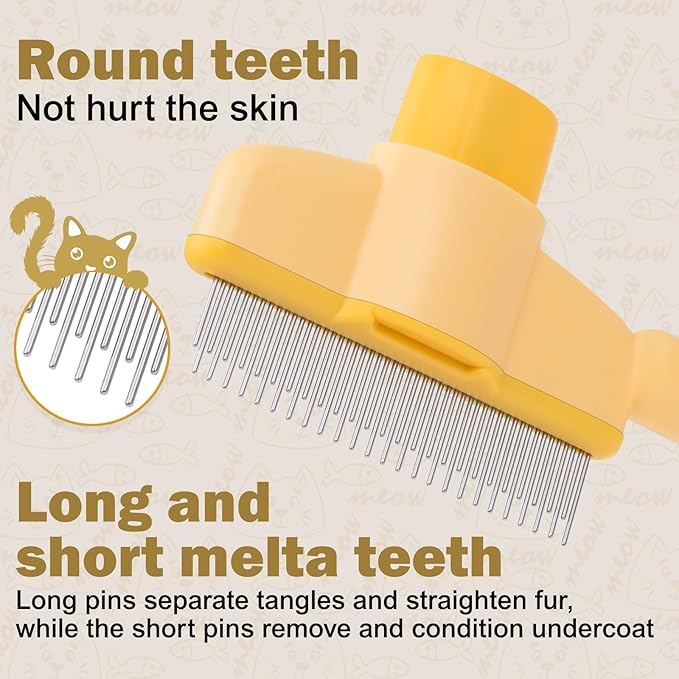 Cat Comb Dog Comb Pet Hair Removal Tool 6 Pack, Flea Combs for Cats and Dog, Grooming Brush with One-Click Self-Cleaning, Pet Grooming Supplies for Cats &amp; Dogs