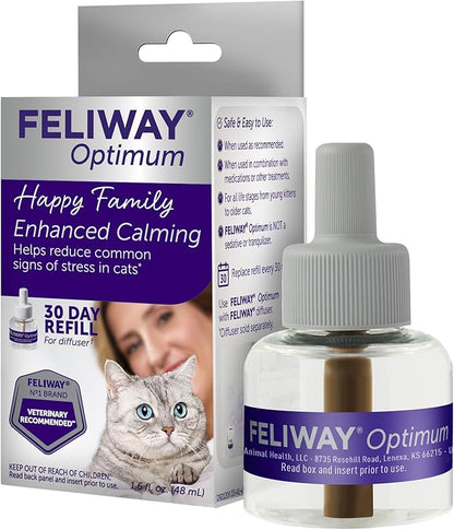 FELIWAY® Optimum 30 Day Cat Calming Refill for Pheromone Diffuser, 48ml - Helps Reduce Common Signs of Stress in Cats &amp; Kittens, Enhanced Calming