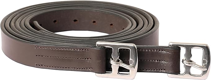 Exion Pre-Stretched Leather Stirrup Leathers for English Saddles | Premium Vegetable-Tanned Non-Stretch Stirrups for Jumping, Dressage &amp; Schooling | 18-Hole Numbered Adjustment &amp; SS Buckles
