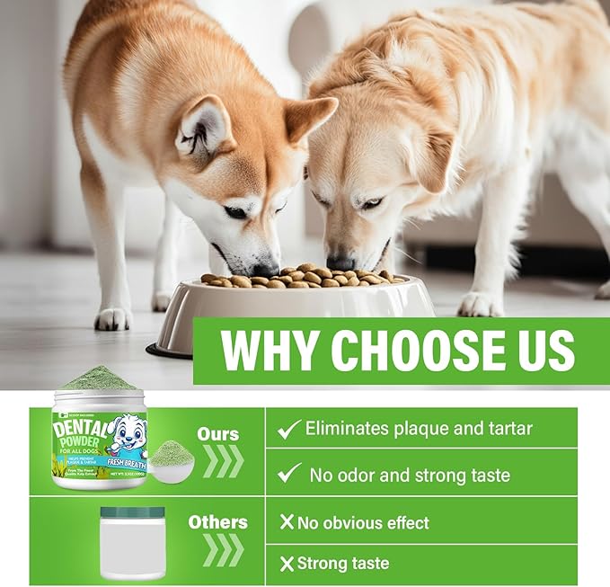 Dog Dental Powder, Dog Breath Fresh Powder, Teeth Cleaning, Reduce Bad Breath &amp; Plaque, Suitable for Dogs and Cat (100g)