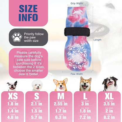 EXPAWLORER Anti Slip Dog Socks to Prevent Licking Paws, Dog Shoes for Hot Pavement, Dog Booties for Small Medium Large Senior Dogs, Traction Control Dog Boots &amp; Paw Protectors for Hardwood Floors