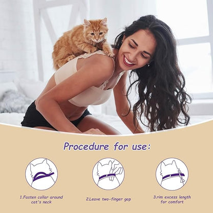 Calming Collar for Cats - 4 Pack, Adjustable Size, Efficiently Reduces Anxiety &amp; Stress for 30 Days, Safe Cat Pheromone Collars, Calming Cat Collar