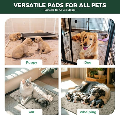 FXW Washable Pee Pads for Dogs, Puppy Pads with Super Absorbent, Specifically Designed Rollick/Homeplus 32/40/45inch 6 Panels Dog Playpen, 98" x 43" Rectangle, Khaki, 1 Pack